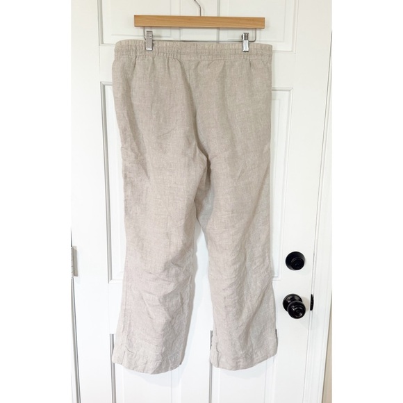 LL Bean Women's Premium Washable Linen Pull-On Pants, Oatmeal size  12 - Picture 9 of 11